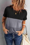 Color Block Side Slit Round Neck T-Shirt Women's T-Shirts - Tophatter Daily Deals