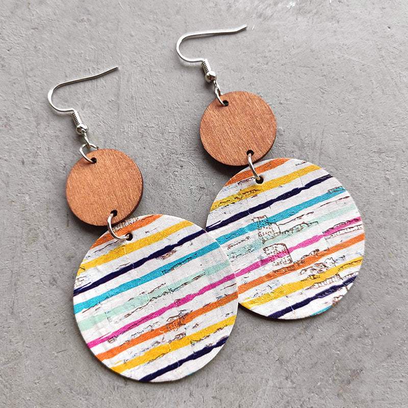 Round Shape Wooden Dangle Earrings Style A One Size Earrings - Tophatter Daily Deals