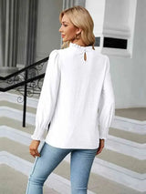 Round Neck Flounce Sleeve Blouse Women's T-Shirts - Tophatter Daily Deals