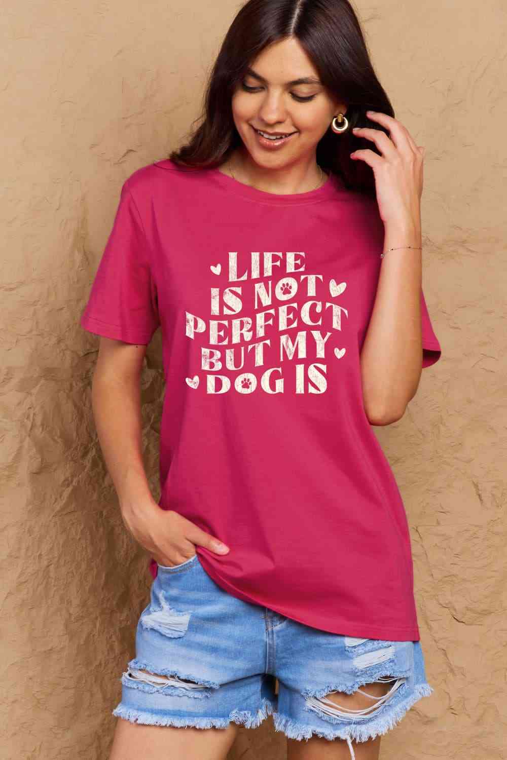 Simply Love Full Size Dog Slogan Graphic Cotton T-Shirt Women's T-Shirts - Tophatter Daily Deals