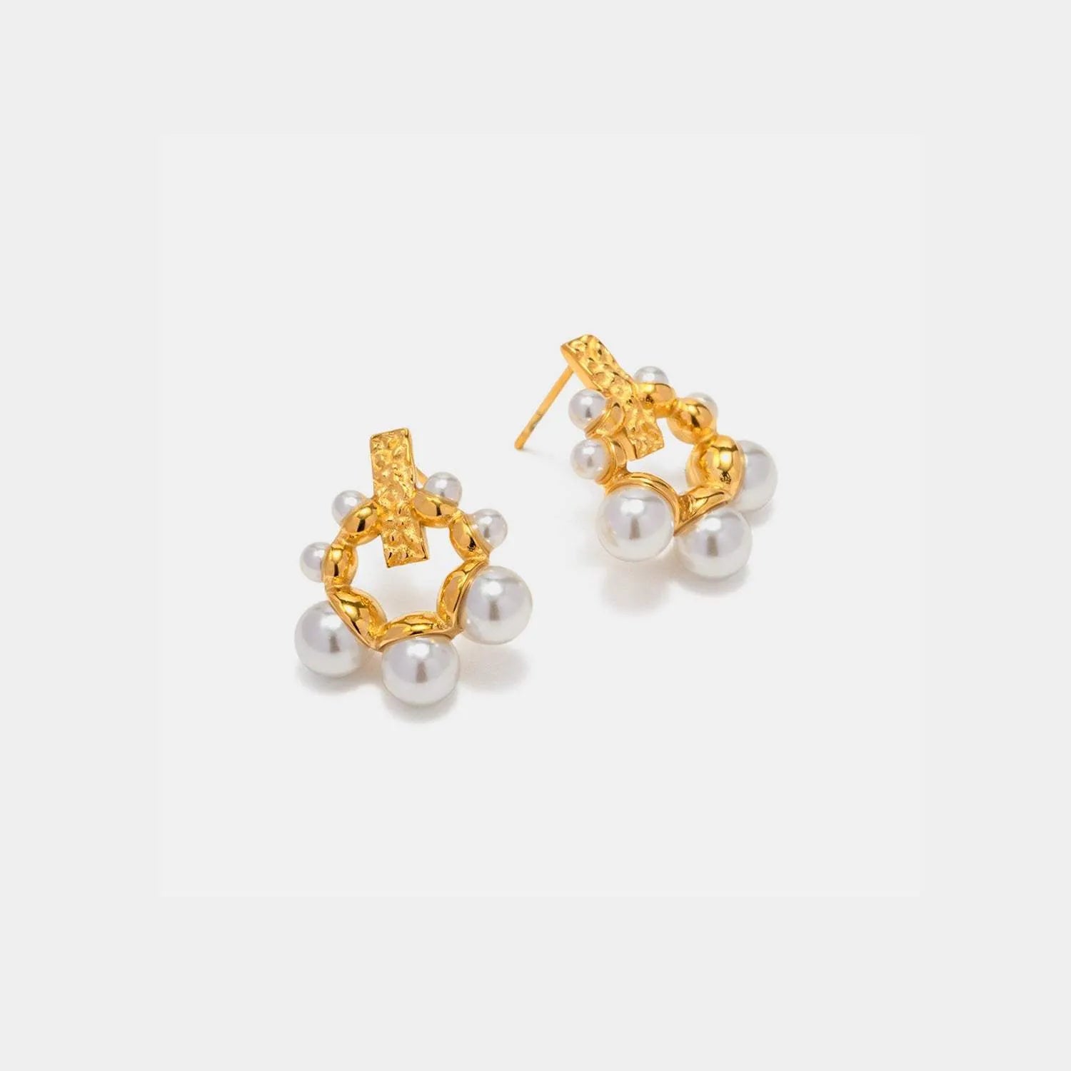 Irregular 18K Gold-Plated Pearl Earrings Gold One Size Earrings - Tophatter Daily Deals
