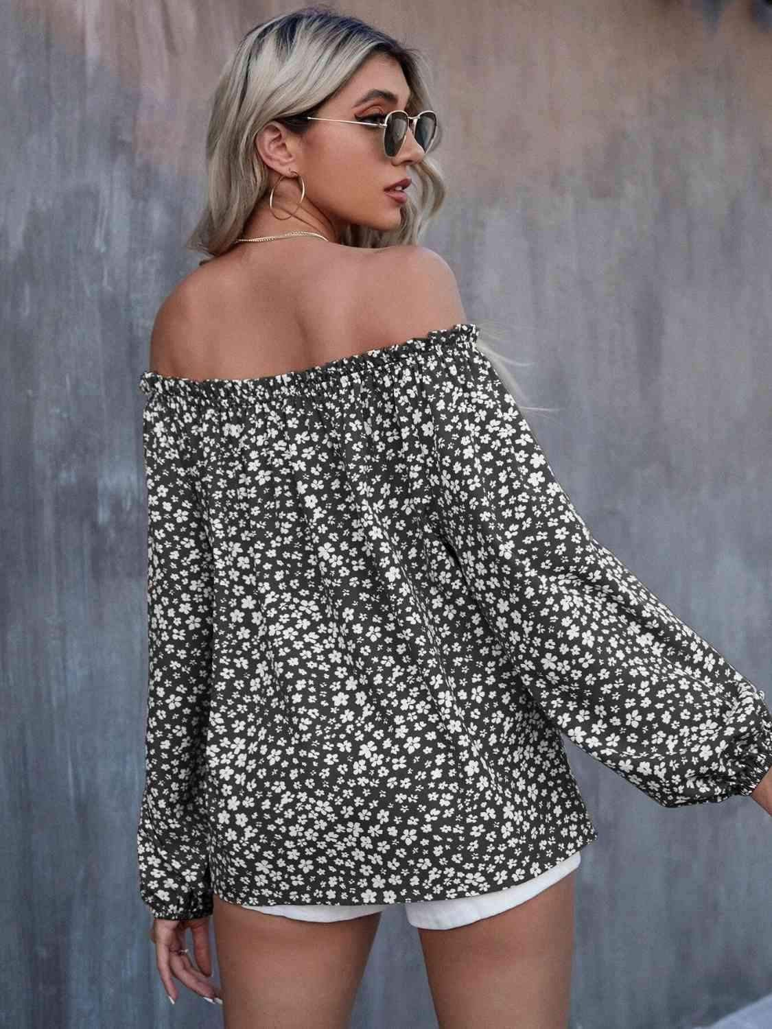 Off-Shoulder Long Sleeve Blouse Blouses - Tophatter Daily Deals