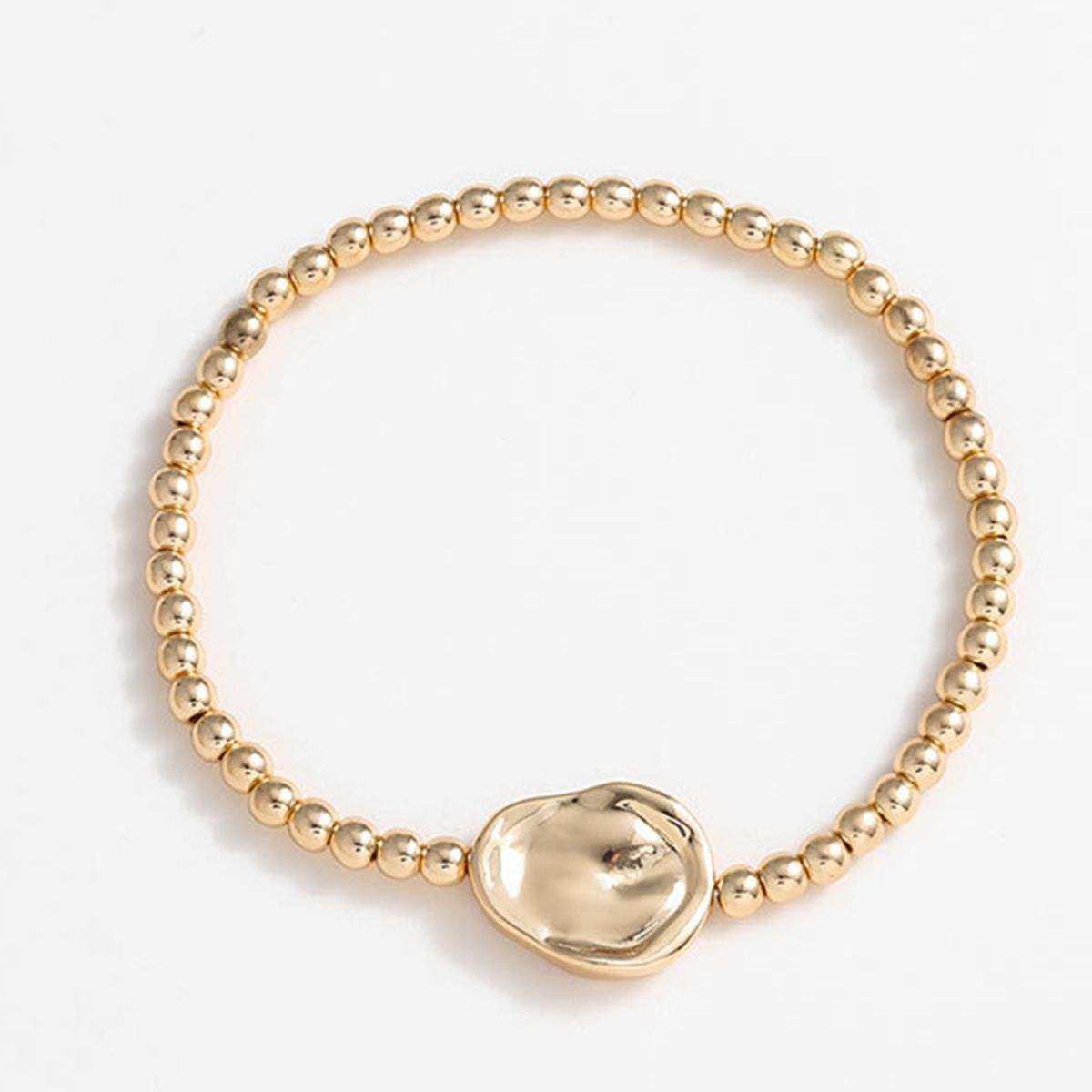 Gold-Plated Alloy Bead Bracelet Bracelets - Tophatter Daily Deals