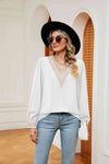 Contrast Puff Sleeve Blouse Blouses - Tophatter Daily Deals