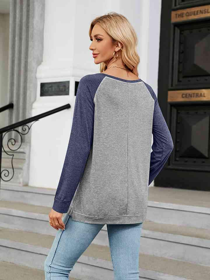 Round Neck Raglan Sleeve T-Shirt Women's T-Shirts - Tophatter Daily Deals