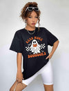 Round Neck Short Sleeve Ghost Graphic T-Shirt Women's T-Shirts - Tophatter Daily Deals