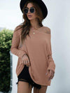 Single Shoulder Long Sleeve Knit Top Women's T-Shirts - Tophatter Daily Deals