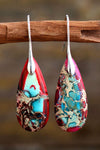 Handmade Teardrop Shape Natural Stone Dangle Earrings Red One Size Earrings - Tophatter Daily Deals