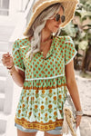 Bohemian Tie Neck Buttoned Blouse Gum Leaf Blouses - Tophatter Daily Deals