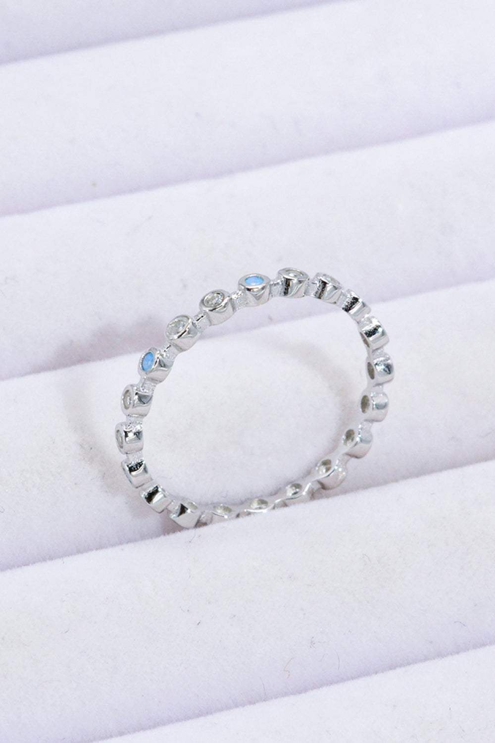 925 Sterling Silver Zircon and Natural Moonstone Ring Moonstone - Tophatter Daily Deals