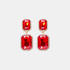 Geometrical Shape Glass Stone Dangle Earrings Red One Size Earrings - Tophatter Daily Deals