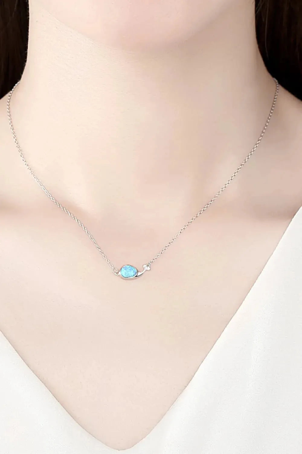 Opal Dolphin 925 Sterling Silver Necklace Opal - Tophatter Daily Deals