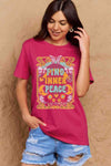 Simply Love Full Size FIND INNER PEACE Graphic Cotton T-Shirt Women's T-Shirts - Tophatter Daily Deals