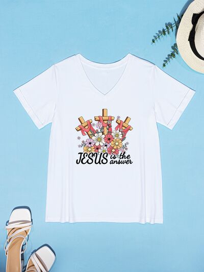 JESUS IS THE ANSWER V-Neck T-Shirt Women's T-Shirts - Tophatter Daily Deals