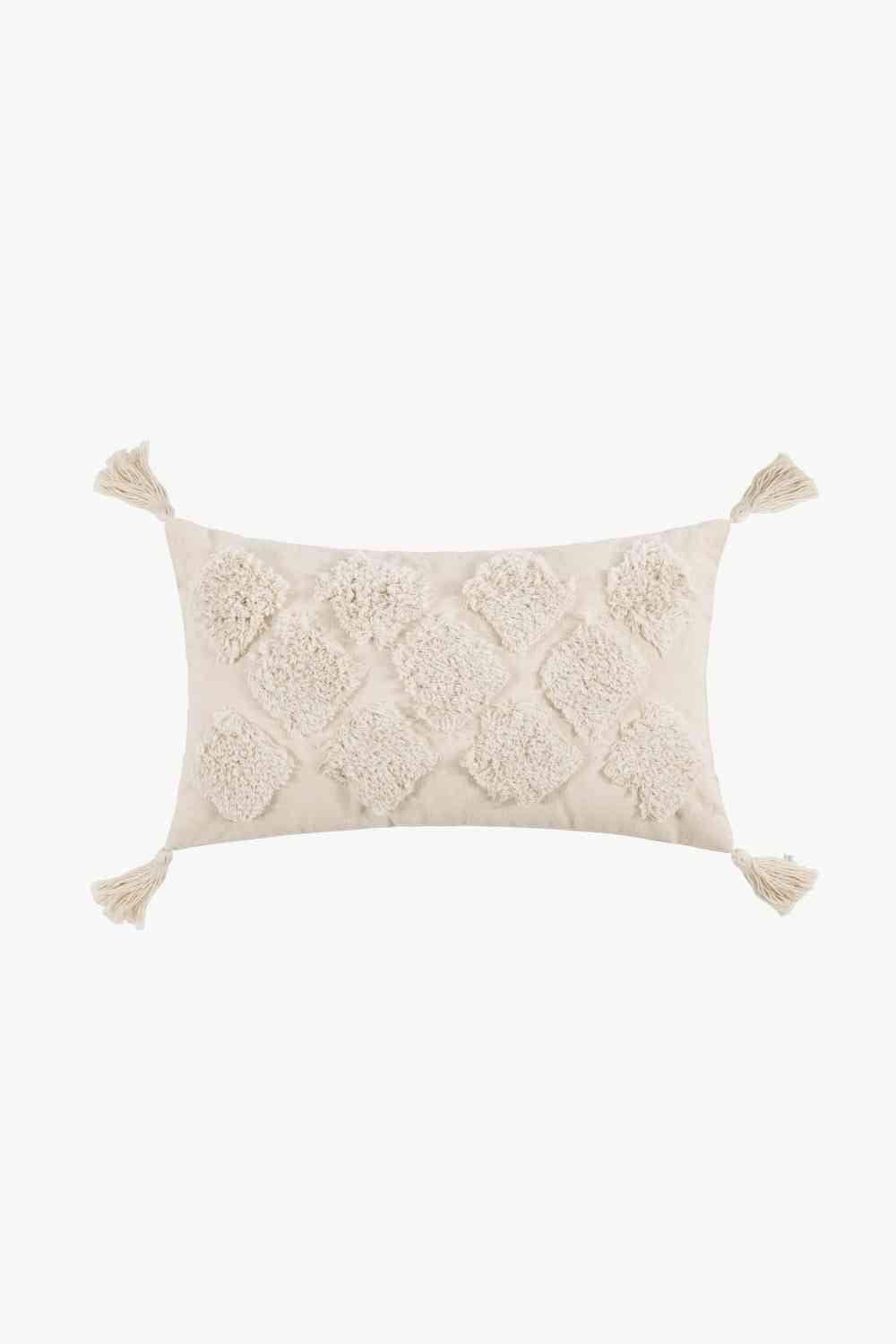 Fringe Decorative Throw Pillow Case Beige Tufted Diamonds One Size Decorative Pillowcases - Tophatter Daily Deals