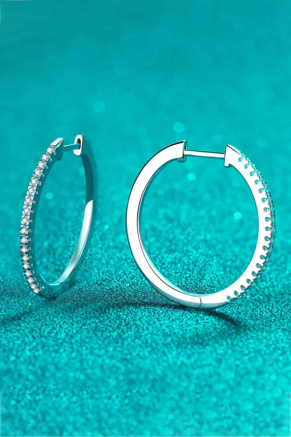 Rhodium-Plated Moissanite Hoop Earrings Moissanite - Tophatter Daily Deals