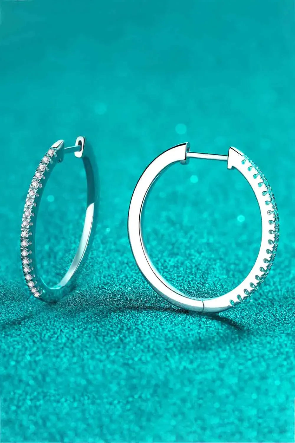 Rhodium-Plated Moissanite Hoop Earrings Moissanite - Tophatter Daily Deals
