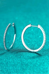 Rhodium-Plated Moissanite Hoop Earrings Moissanite - Tophatter Daily Deals