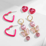 3-Piece Heart, Butterfly Shape Earrings DNXS01429 One Size Earrings - Tophatter Daily Deals