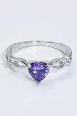 Crystal Heart 925 Sterling Silver Ring Rings - Tophatter Daily Deals