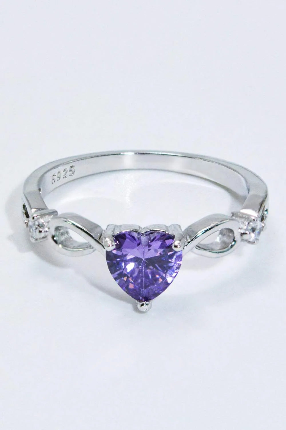 Crystal Heart 925 Sterling Silver Ring Rings - Tophatter Daily Deals