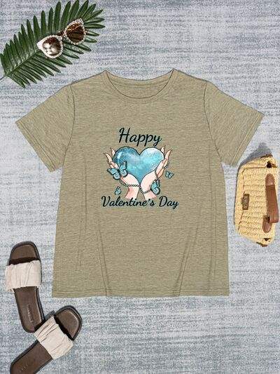 HAPPY VALENTINE'S DAY Round Neck Short Sleeve T-Shirt Women's T-Shirts - Tophatter Daily Deals