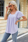 Eyelet Square Neck Short Sleeve T-Shirt Lavender Women's T-Shirts - Tophatter Daily Deals