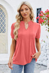 Notched Short Sleeve T-Shirt Women's T-Shirts - Tophatter Daily Deals