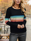 Striped Round Neck Long Sleeve T-Shirt Women's T-Shirts - Tophatter Daily Deals