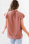 Polka Dot Smocked Flutter Sleeve Blouse Blouses - Tophatter Daily Deals