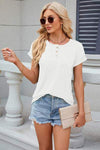 Round Neck Rolled Short Sleeve T-Shirt Women's T-Shirts - Tophatter Daily Deals