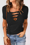 Strappy Ribbed Knit T-Shirt Blouses - Tophatter Daily Deals