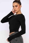 Round Neck Long-Sleeve Top Blouses - Tophatter Daily Deals