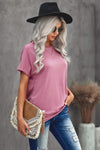 Round Neck Short Sleeve Solid Color Tee Women's T-Shirts - Tophatter Daily Deals