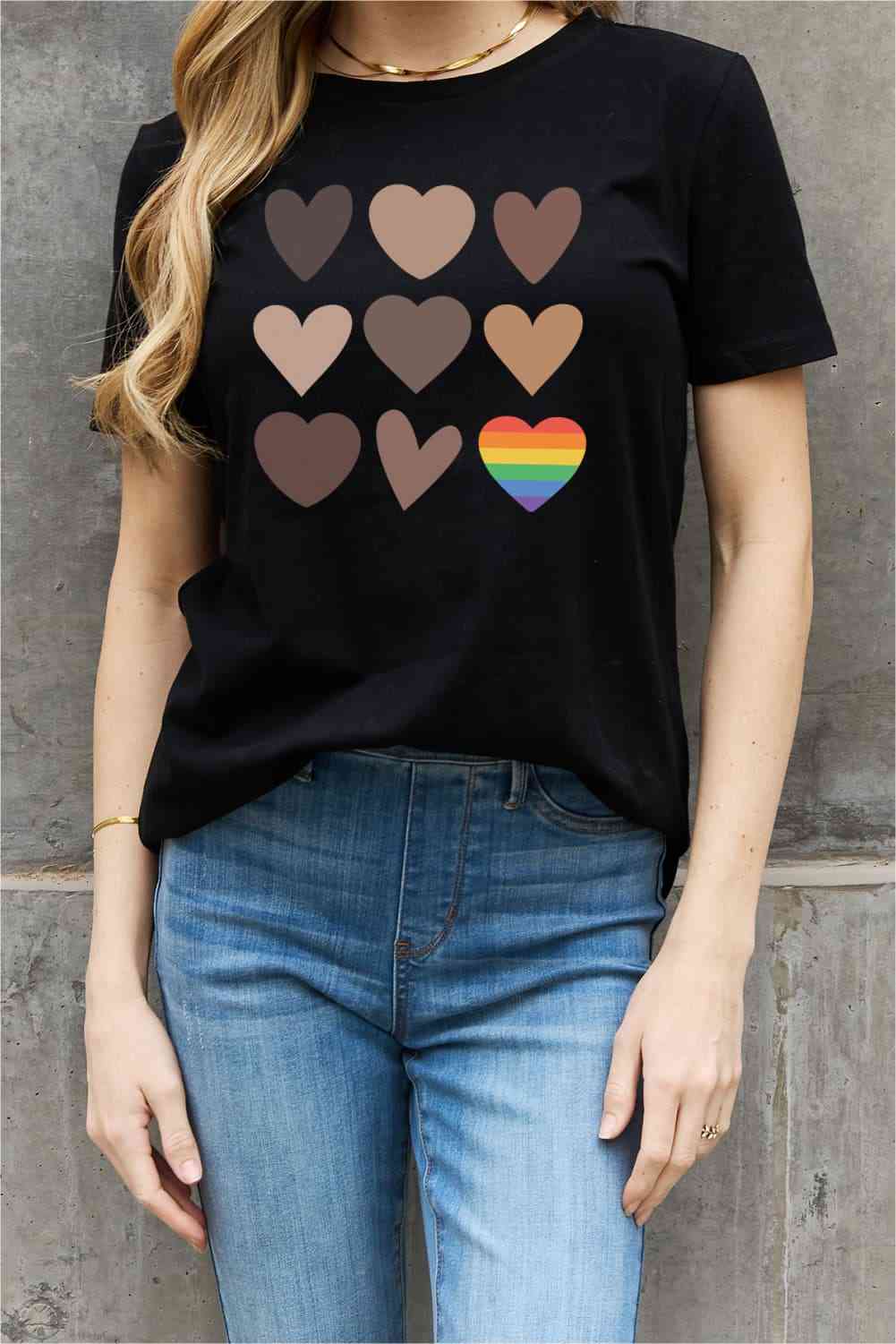 Simply Love Simply Love Full Size Heart Graphic Cotton Tee Women's T-Shirts - Tophatter Daily Deals