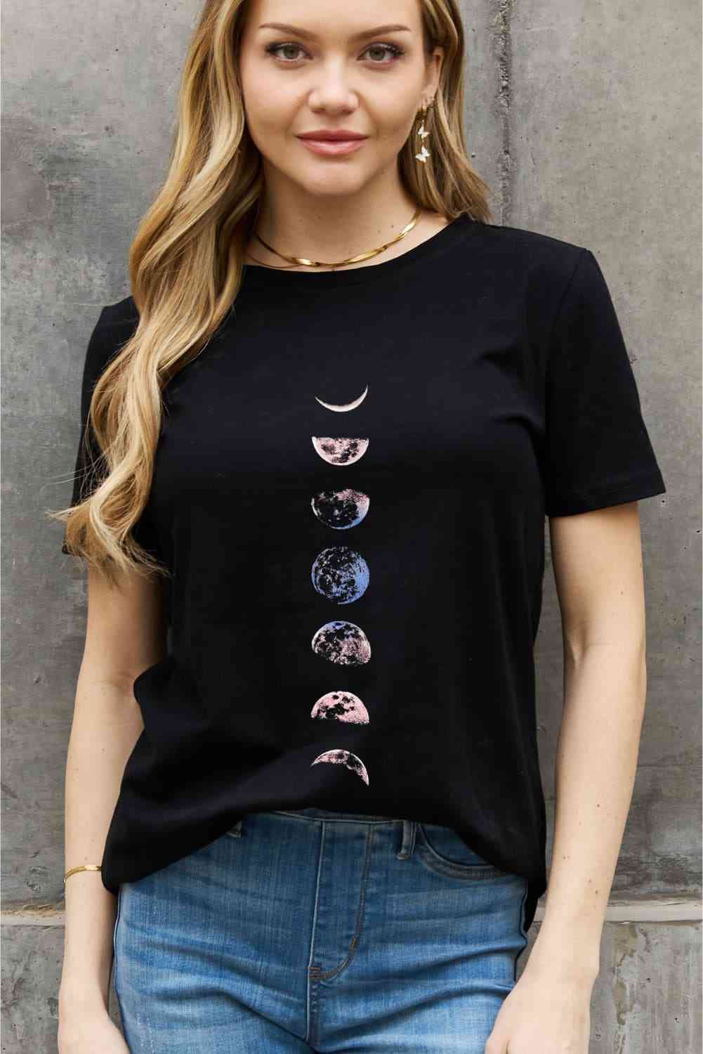 Simply Love Full Size Graphic Cotton Tee Black Women's T-Shirts - Tophatter Daily Deals