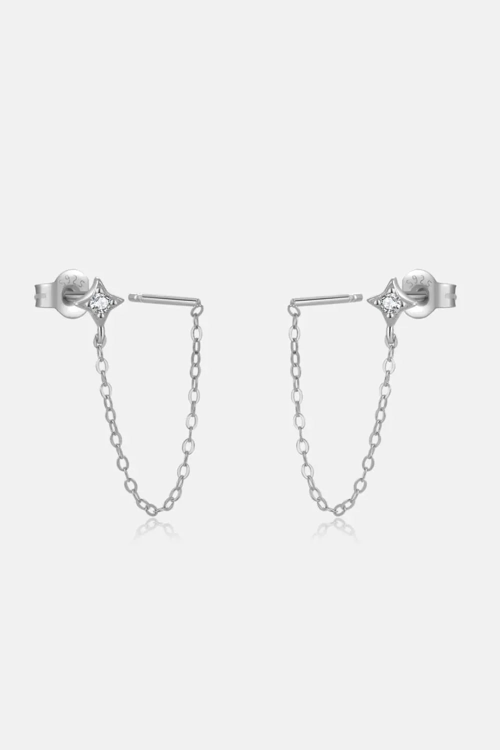 Inlaid Zircon Long Chain Stud Earrings Silver One Size Earrings - Tophatter Daily Deals