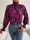 Floral Smocked Frill Neck Blouse Magenta Blouses - Tophatter Daily Deals