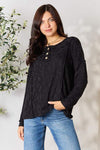 BOMBOM Textured Exposed Seam Buttoned Blouse Black Blouses - Tophatter Daily Deals