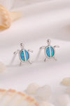 Opal Turtle 925 Sterling Silver Stud Earrings Sky Blue One Size Opal - Tophatter Daily Deals