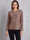 SUNSHINE COFFE Round Neck Long Sleeve T-Shirt Coffee Brown Women's T-Shirts - Tophatter Daily Deals