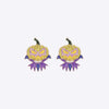 Demon Pumpkin Rhinestone Alloy Earrings Purple One Size Earrings - Tophatter Daily Deals