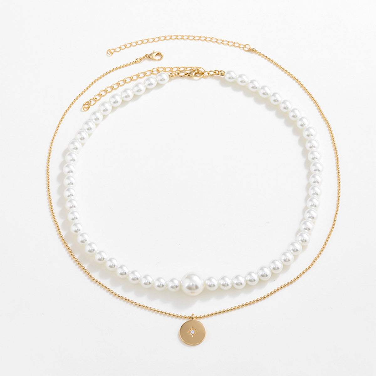 Gold-Plated Glass Pearl Necklace Necklaces - Tophatter Daily Deals