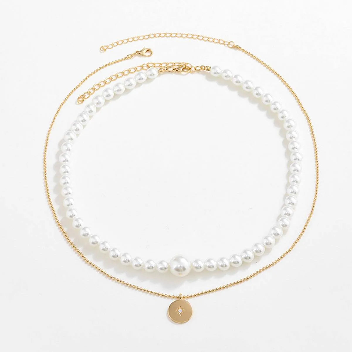 Gold-Plated Glass Pearl Necklace Necklaces - Tophatter Daily Deals
