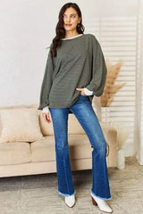 And The Why Oversized Striped Contrast T-Shirt Blouses - Tophatter Daily Deals