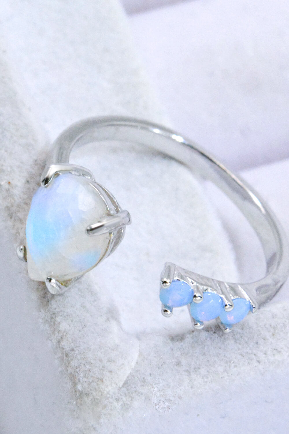 18K Rose Gold-Plated Moonstone Open Ring - Tophatter Deals