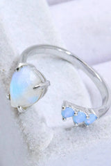 18K Rose Gold-Plated Moonstone Open Ring Moonstone - Tophatter Daily Deals