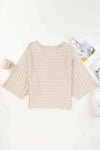 Round Neck Exposed Seams Pullover Top Beige Blouses - Tophatter Daily Deals