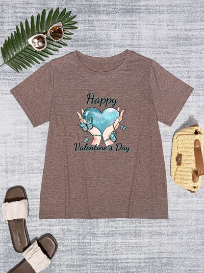 HAPPY VALENTINE'S DAY Round Neck Short Sleeve T-Shirt Women's T-Shirts - Tophatter Daily Deals