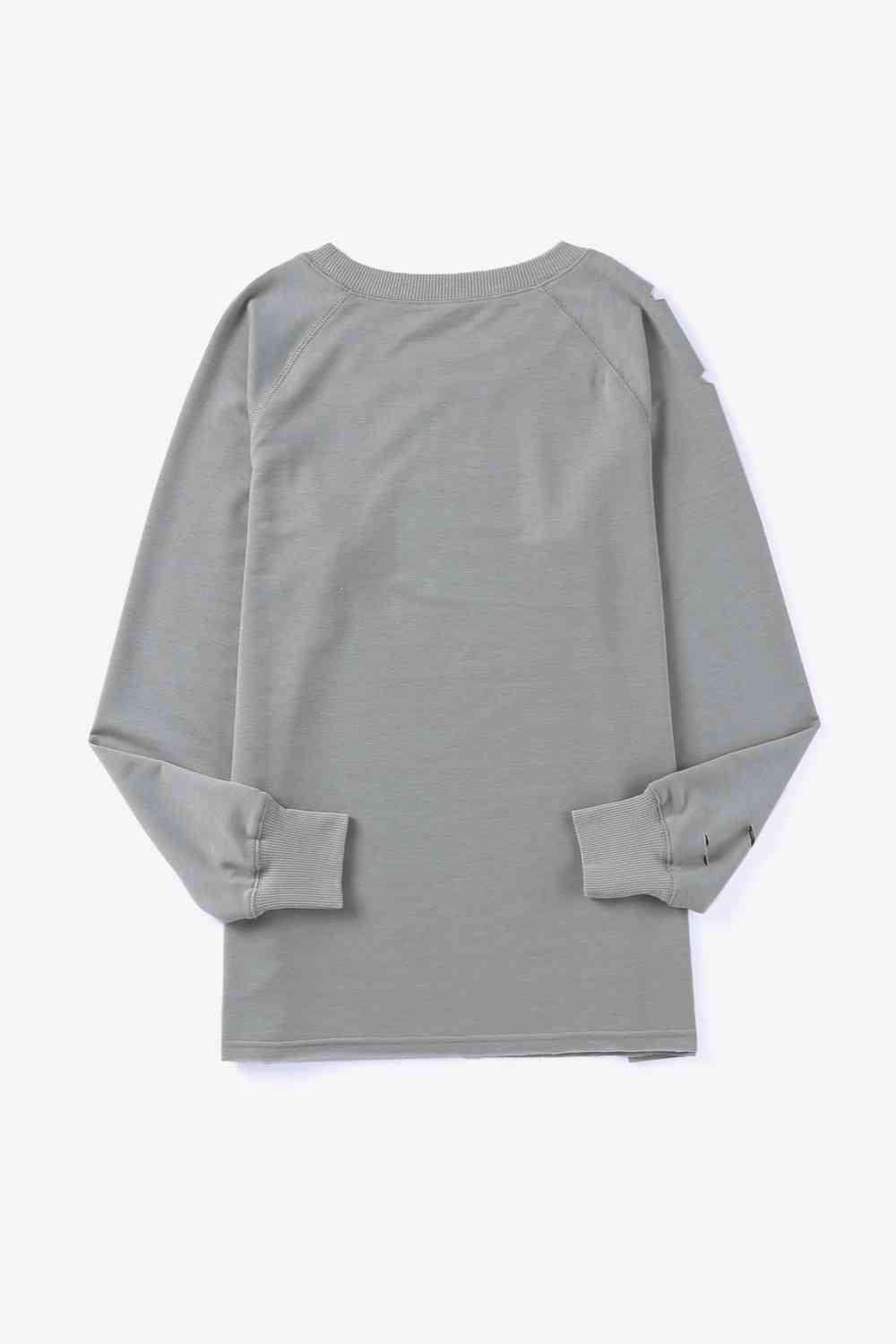 Distressed Long Raglan Sleeve Top Women's T-Shirts - Tophatter Daily Deals